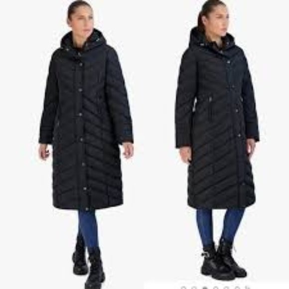 Steve Madden Long Maxi Puffer Coat Quilted Black Sz 1X NWT - Picture 1 of 8